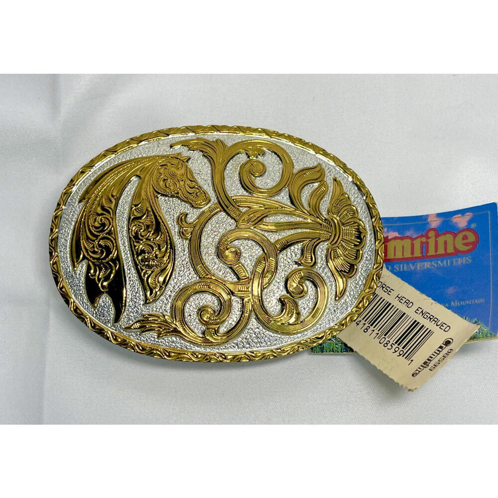 Crumrine Engraved Gold Horse with Floral Design on Silverplate. New with tags.